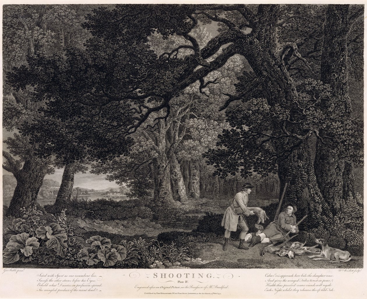 Skyting, plate 4, gravert av William Woollett (1735-85) 1771 (gravering med etsning) av George Stubbs