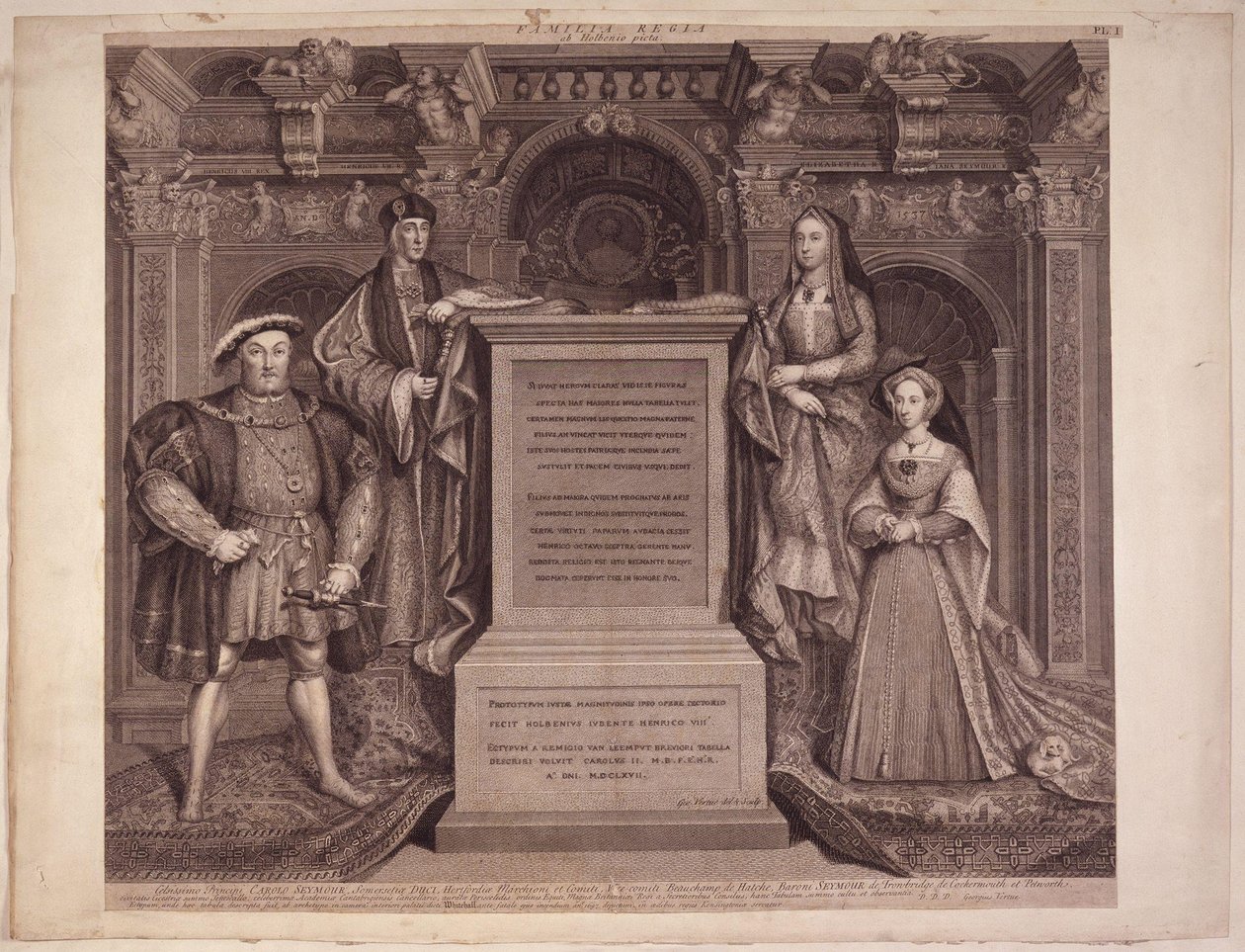Kong Henry VIII; Kong Henry VII; Elizabeth av York; Jane Seymour av Hans Holbein av George Vertue