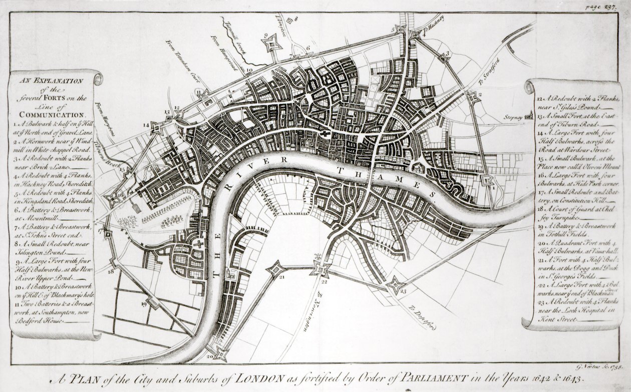 London festningsverk i 1642 og 1643, 1738 av George Vertue