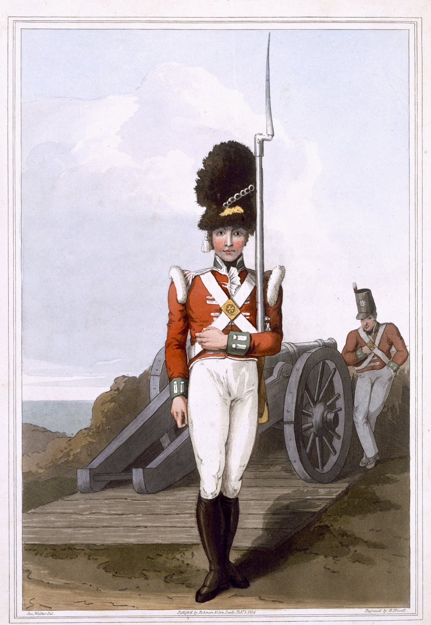 Grenadier of the First West York Militia, gravert av Robert Havell den eldste, utgitt 1814 av Robinson and Son, Leeds av George Walker