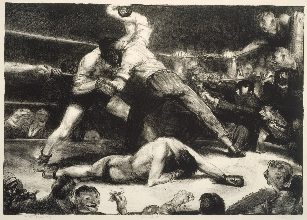 A Knock-Out, 1921 (litho med chine-collé) av George Wesley Bellows
