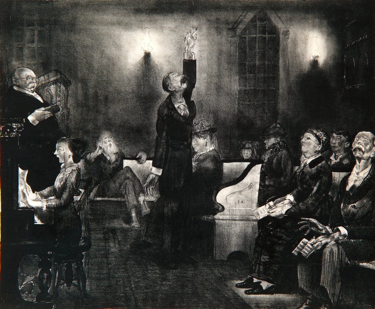 Bønnemøte, 1916 av George Wesley Bellows