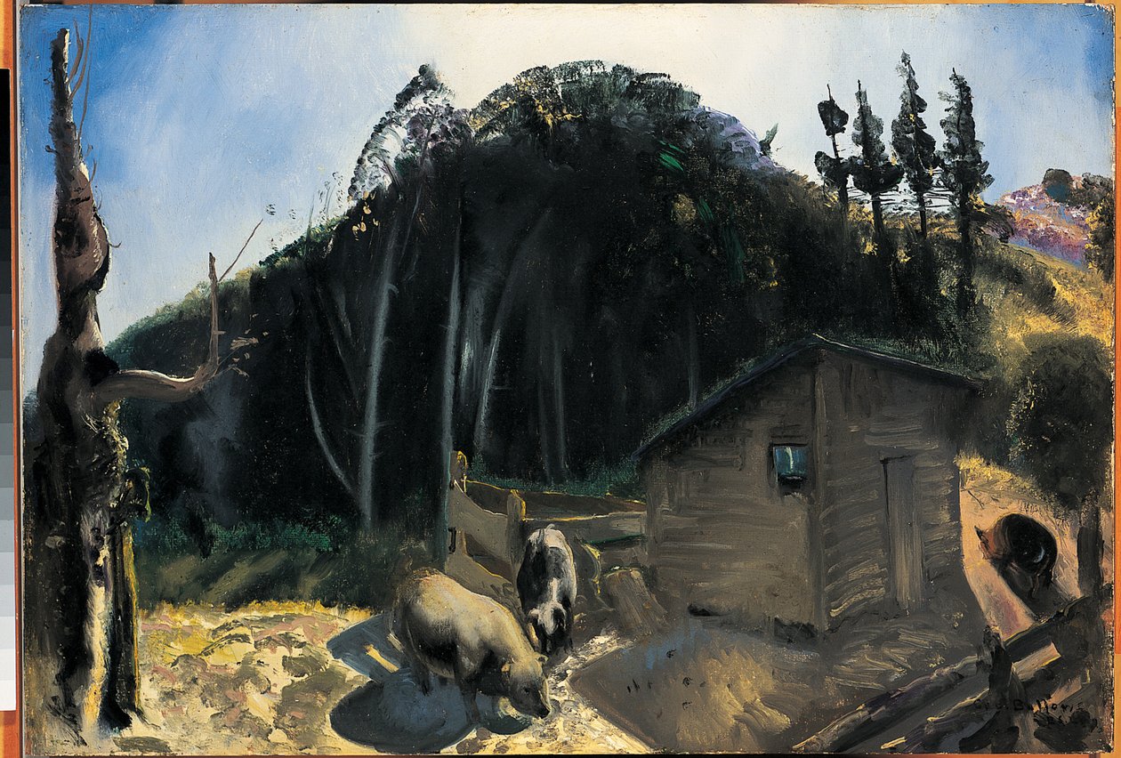 Tre griser og et fjell, ca. 1922 av George Wesley Bellows
