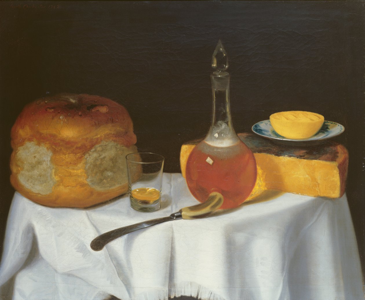 Stilleben med brød og ost (par 78162) av George Smith