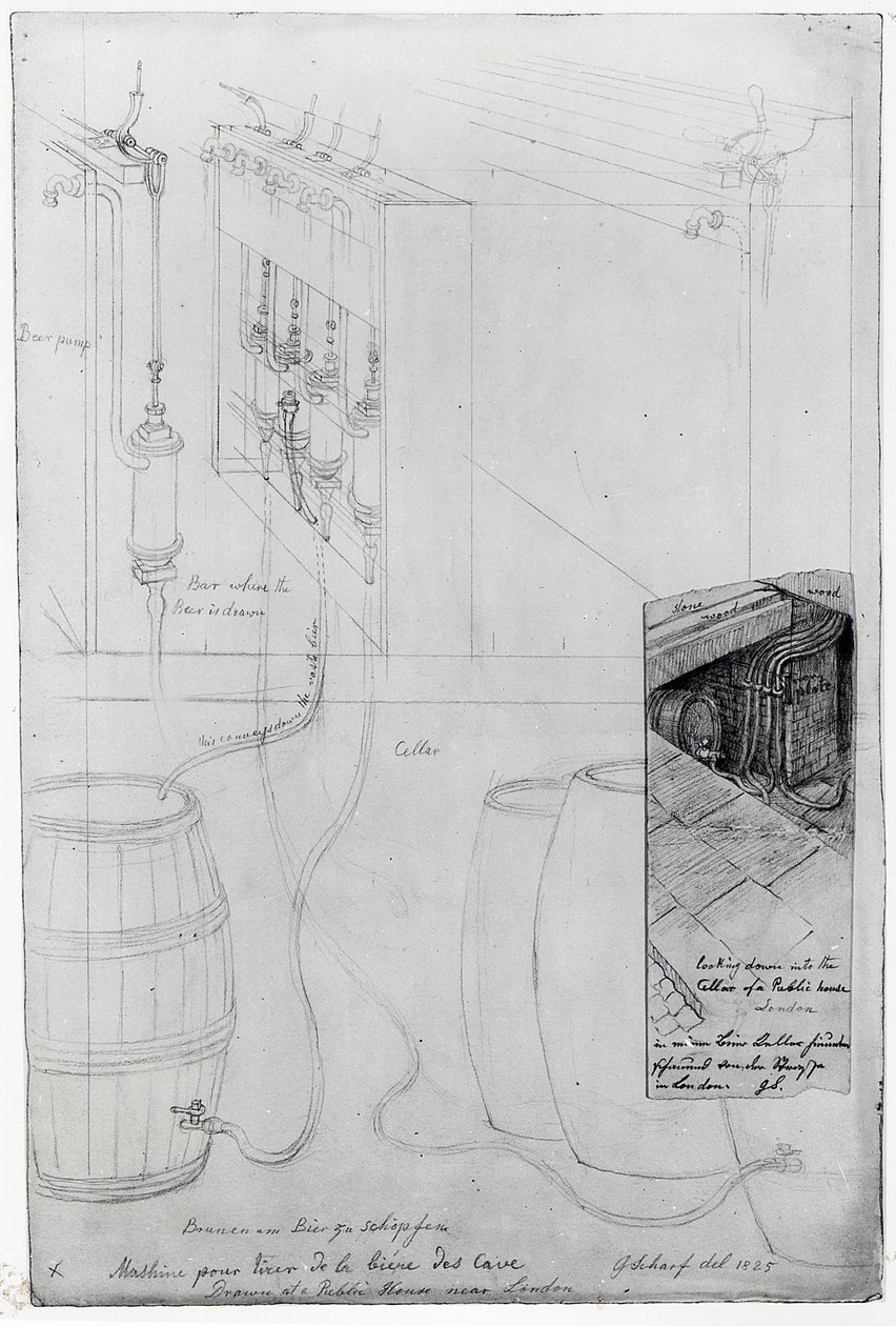 Ølkjellerutstyr, 1825 av George the Elder Scharf