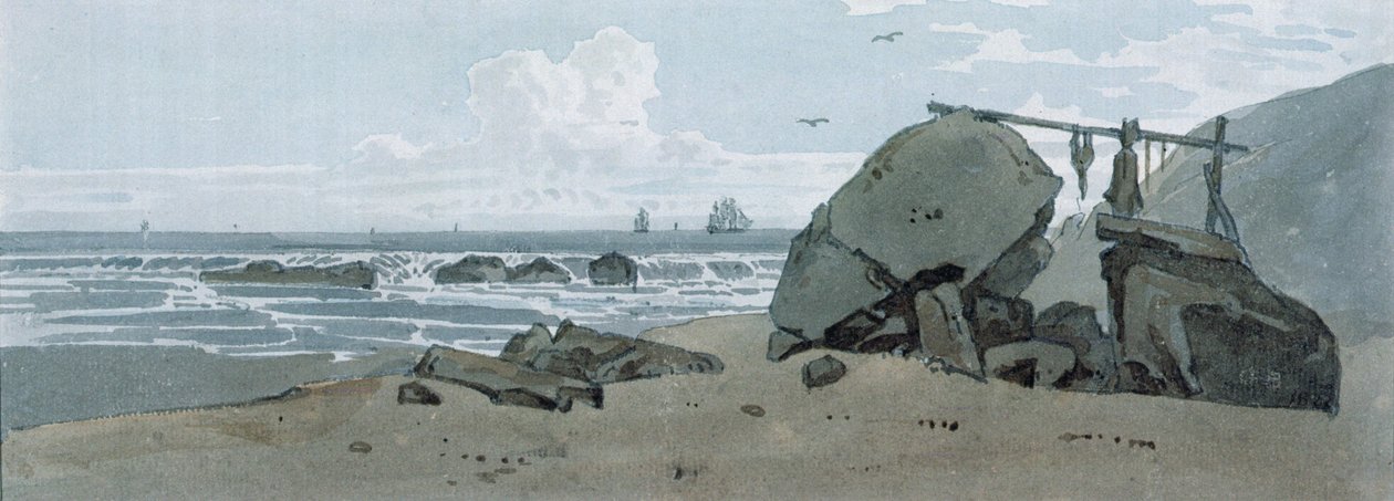 Kystscene, Isle of Wight av George the Younger Barret
