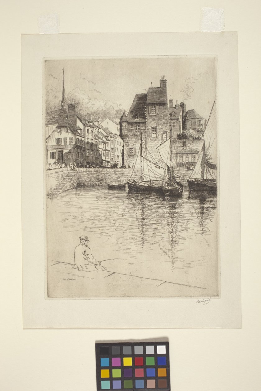 Port of Honfleur (blekk) av George Charles Aid