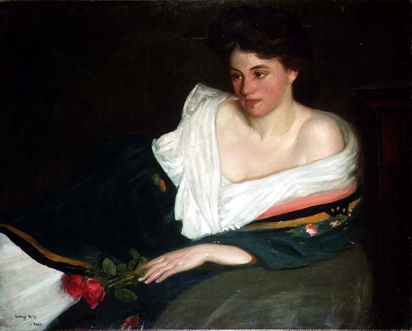 Portrett av en dame på en sofa av George Charles Aid