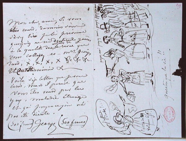 Fonds Lovenjoul E858 Ms 937 1.219 Brev fra George Sand (1804-76) til Francois Buloz, redaktør av 