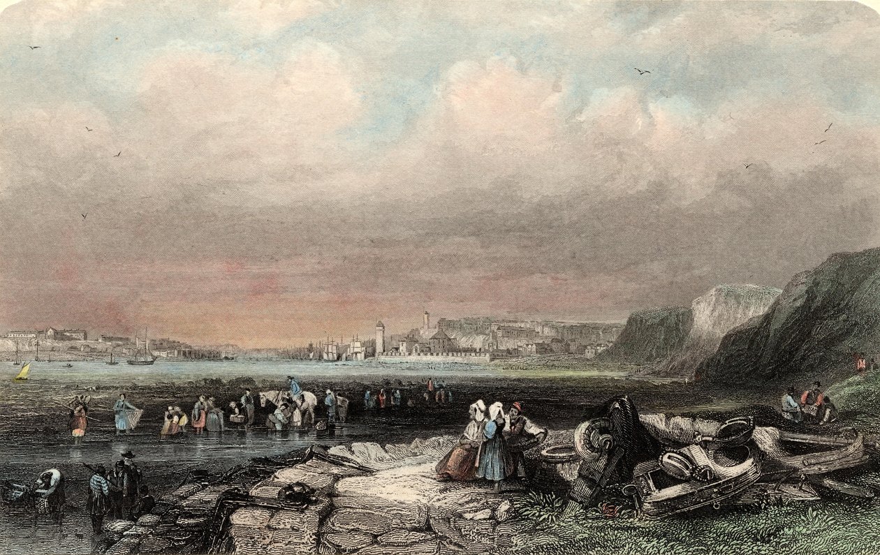 Inngang til Shields Harbour, gravert av W. Finden av George (after) Balmer