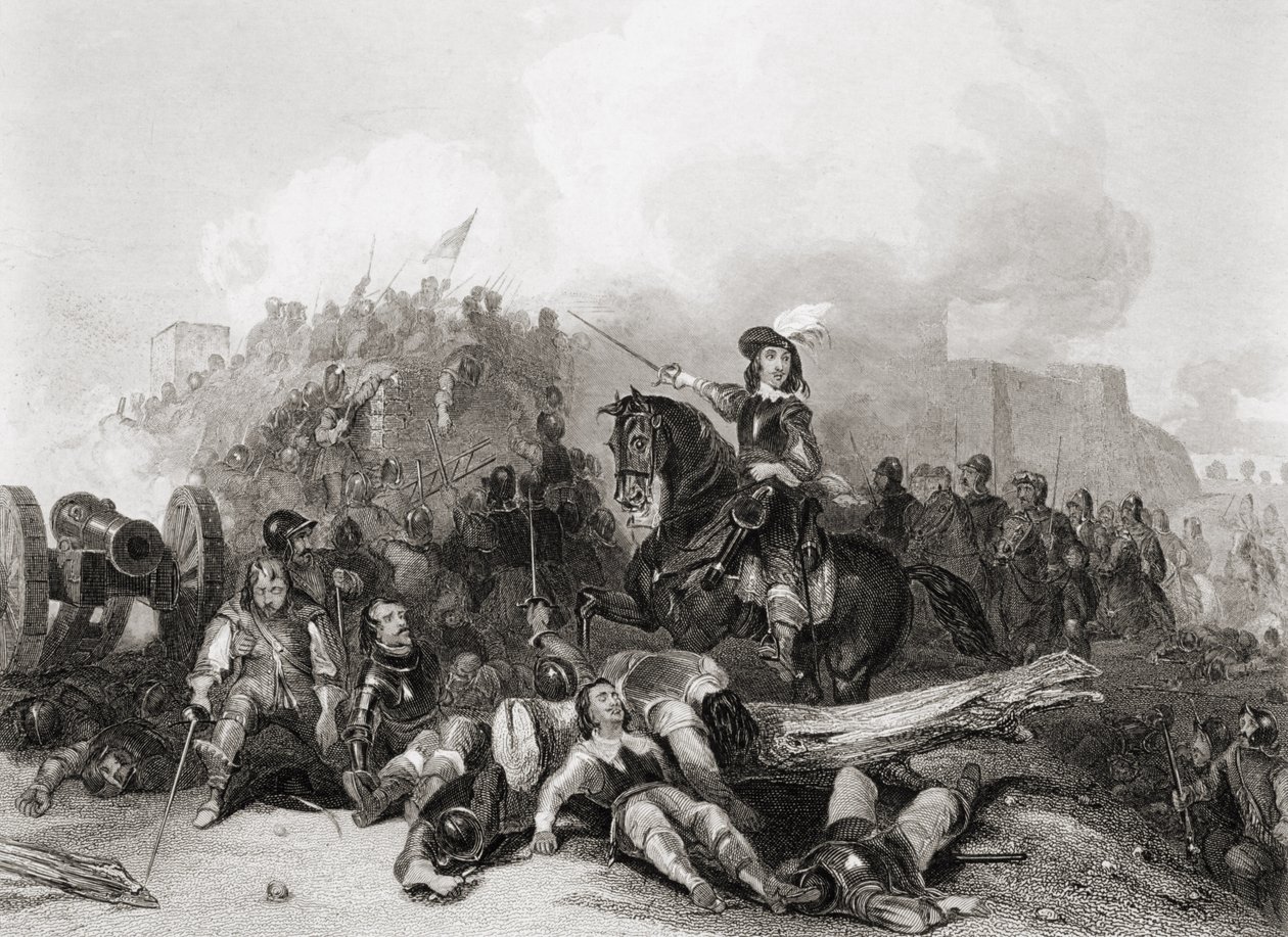The Storming of Bristol, 26. juli 1643, gravert av J.C. Varrall (gravering) av George (after) Cattermole