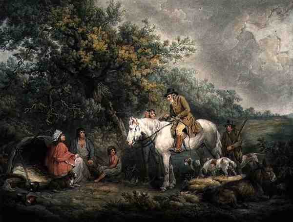 Morning, eller The Benevolent Sportsman, gravert og pub. av Joseph Grozer (ca. 1755-99) av George (after) Morland