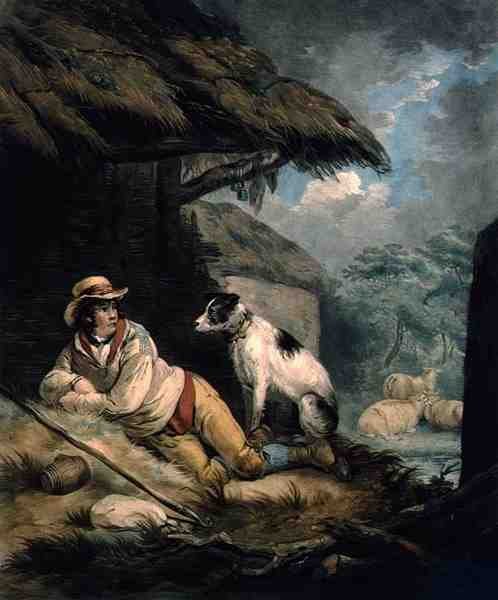 The Shepherd, gravert og pub. av William Barnard (1774–1849) av George (after) Morland