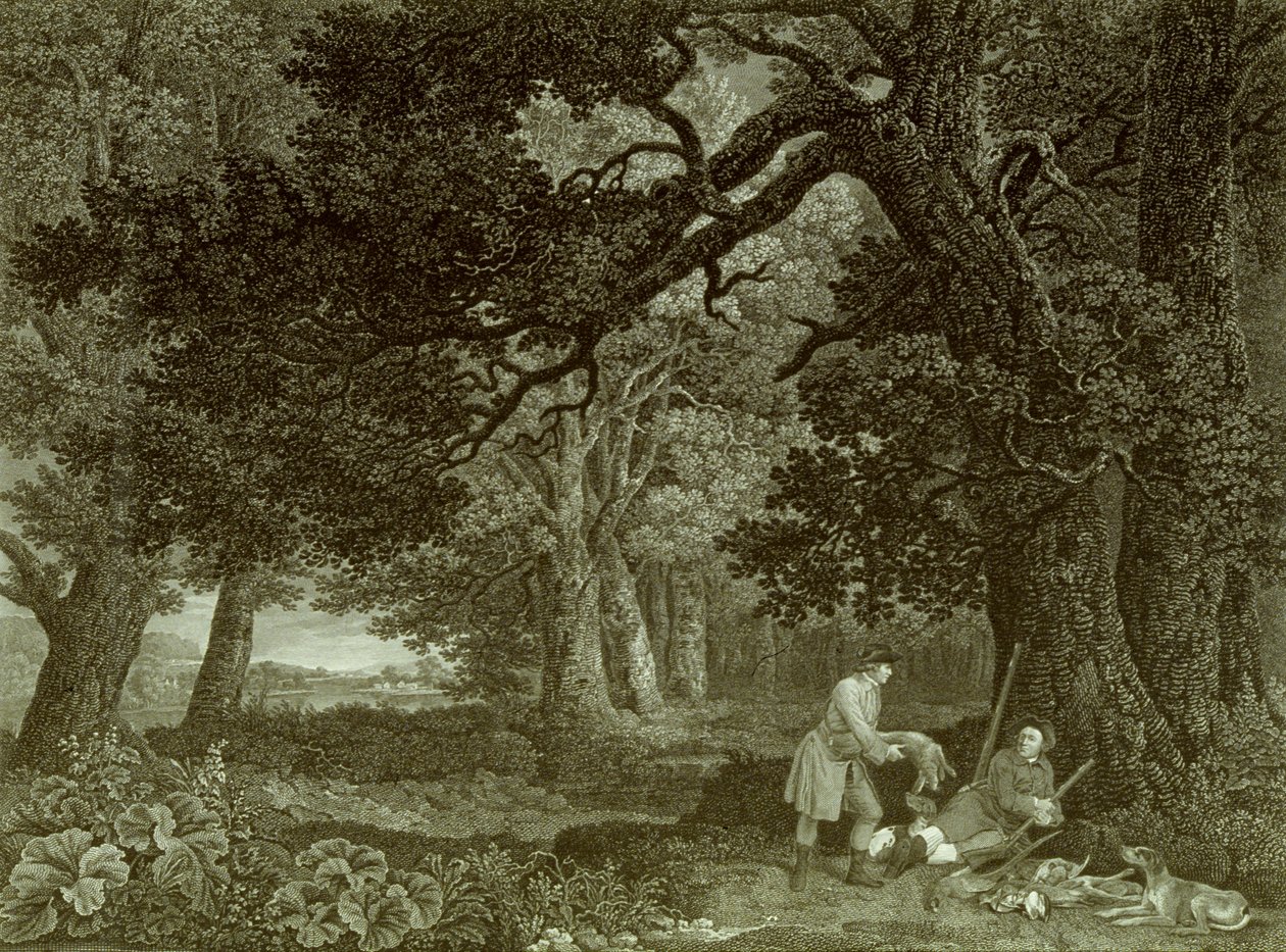 A Repose after Shooting, Plate 4 (gravering) av George (after) Stubbs