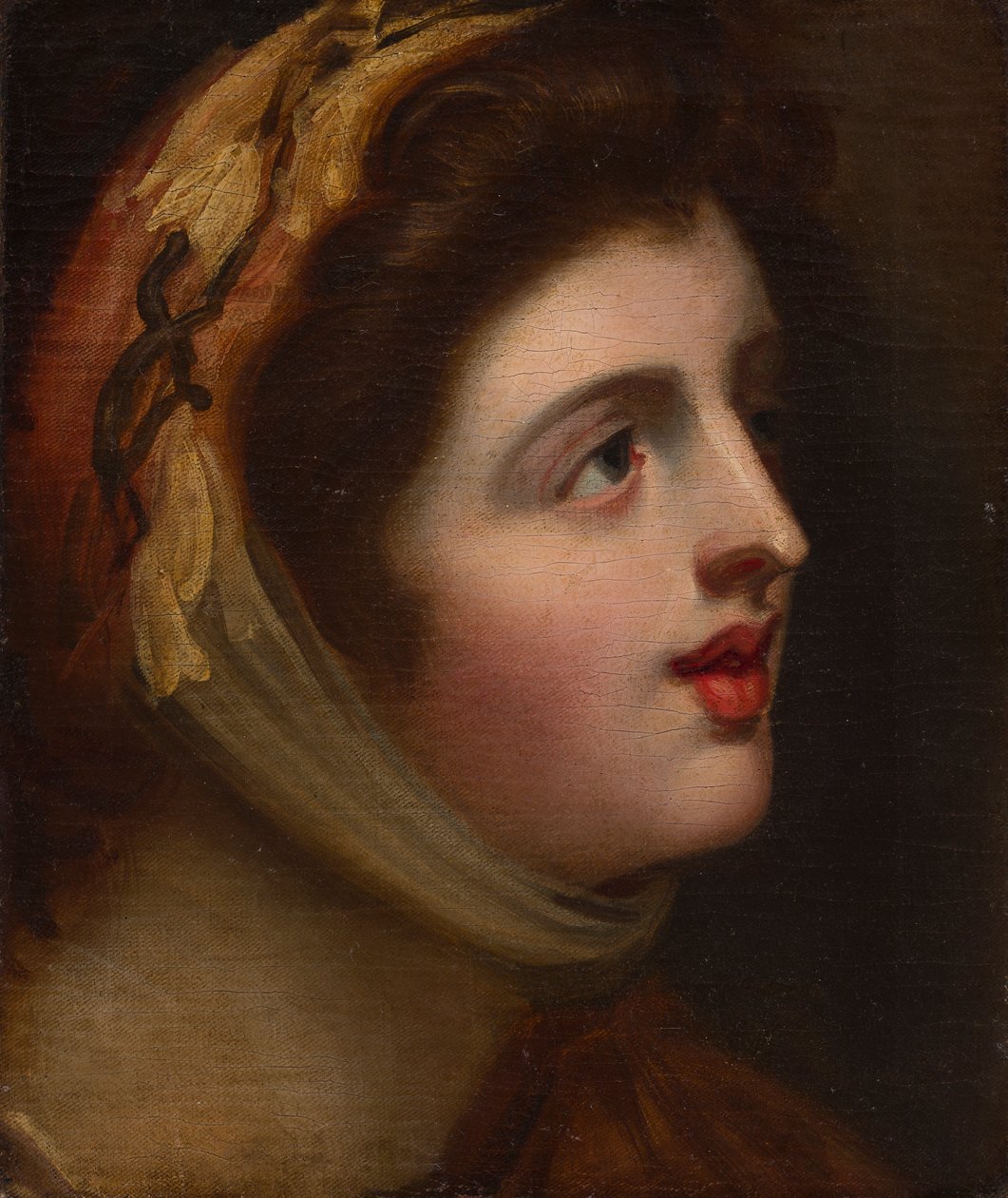 Emma Hamilton som Sensibility (olje på lerret) av George (studio of) Romney
