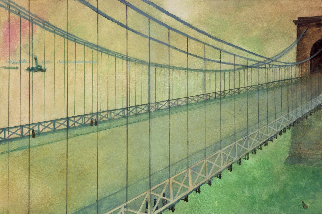 Hammersmith Bridge etter Boat Race (gouache om bord) av George Adamson