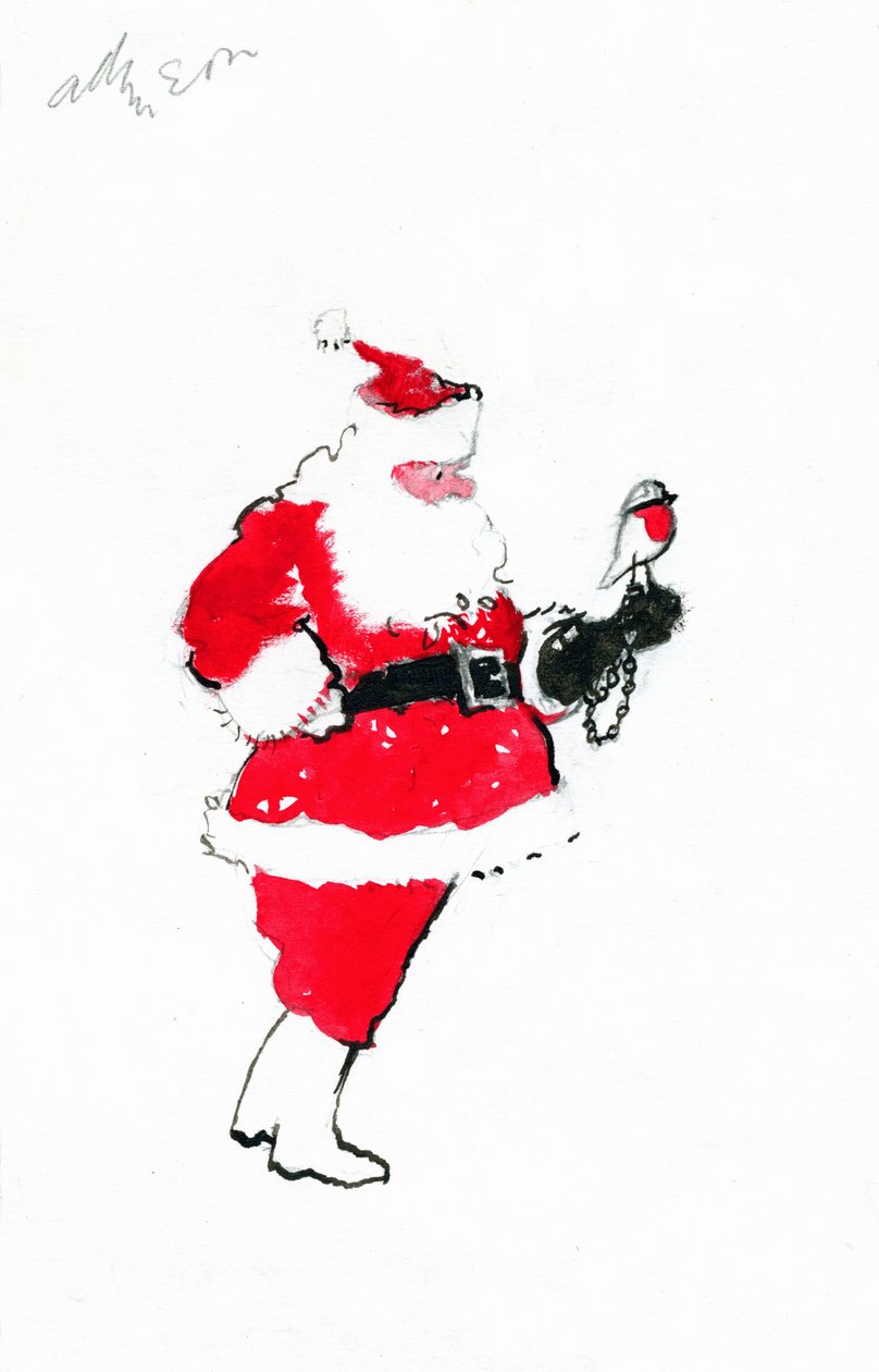 Santa robin-falkejakt (indisk blekk, blyant og gouache på papir) av George Adamson