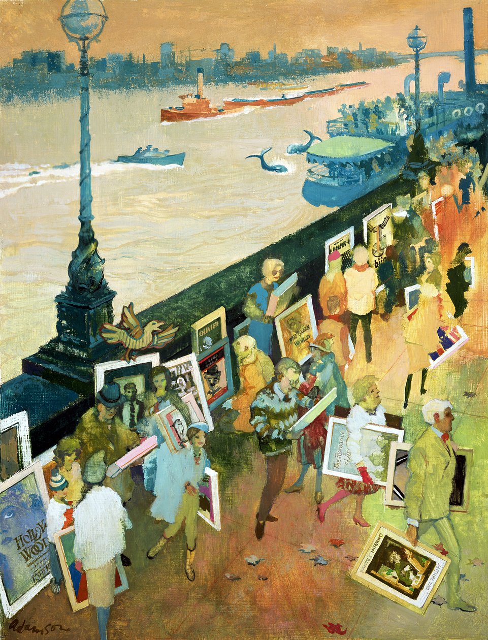 Thames Embankment, forsiden av Undercover magazine, utgitt desember 1985 (gouache på hardboard) av George Adamson