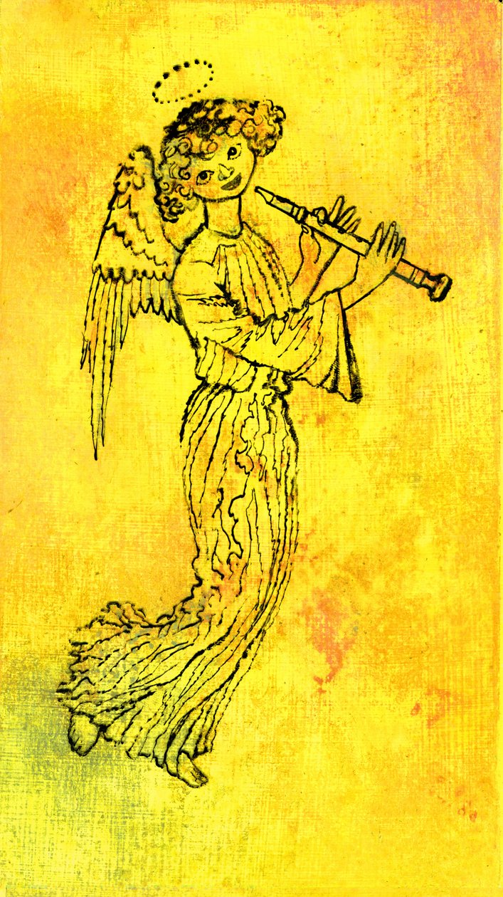 The Golden Angel, 1970-tallet (indisk blekk på gjennomsiktighet over gouache på gessoed hardboard) av George Adamson