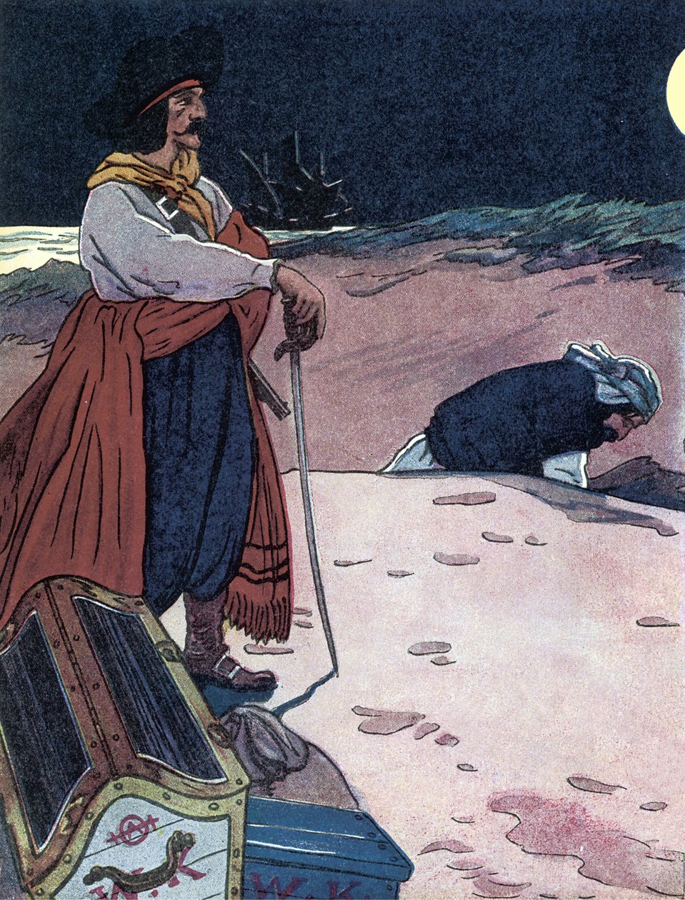 Skatten er gravlagt Illustrasjon fra "The boys book of pirates" av George Albert Williams (1875-1932) 1914 av George Alfred Williams
