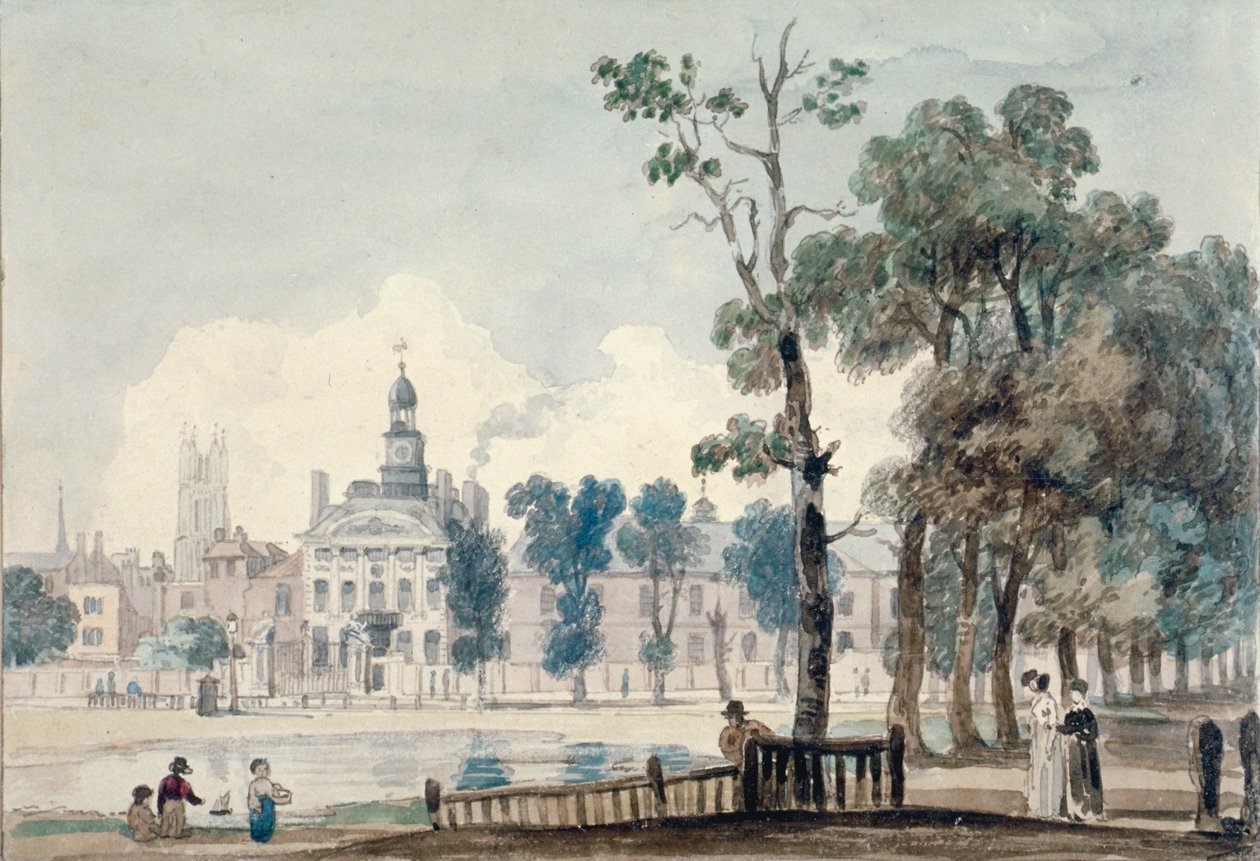 Utvendig utsikt over Old Bethlehem Hospital, Moorfields, City of London, 1811 av George Arnald
