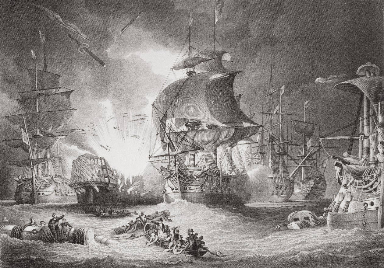The Battle of the Nile, 1. august 1798, fra `Illustrations of English and Scottish History