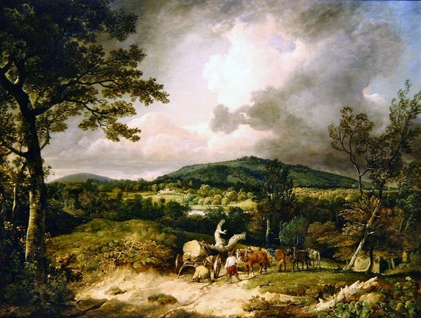 The Wood Gatherers med utsikt over Siddon Hill, Highclere Park i det fjerne av George Arnald