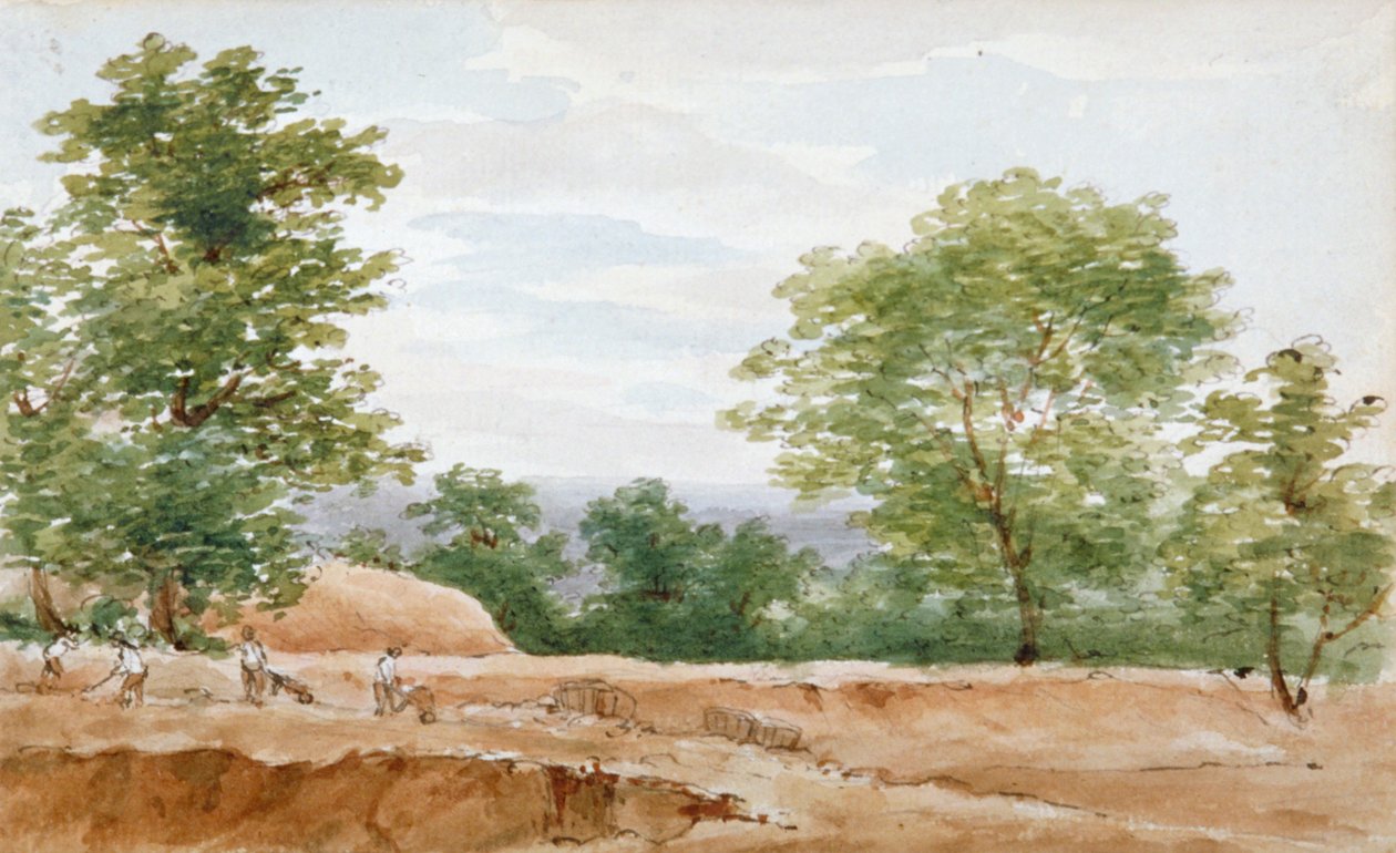 Utsikt fra utgravningene av Highgate Tunnel, London, 1812 av George Arnald