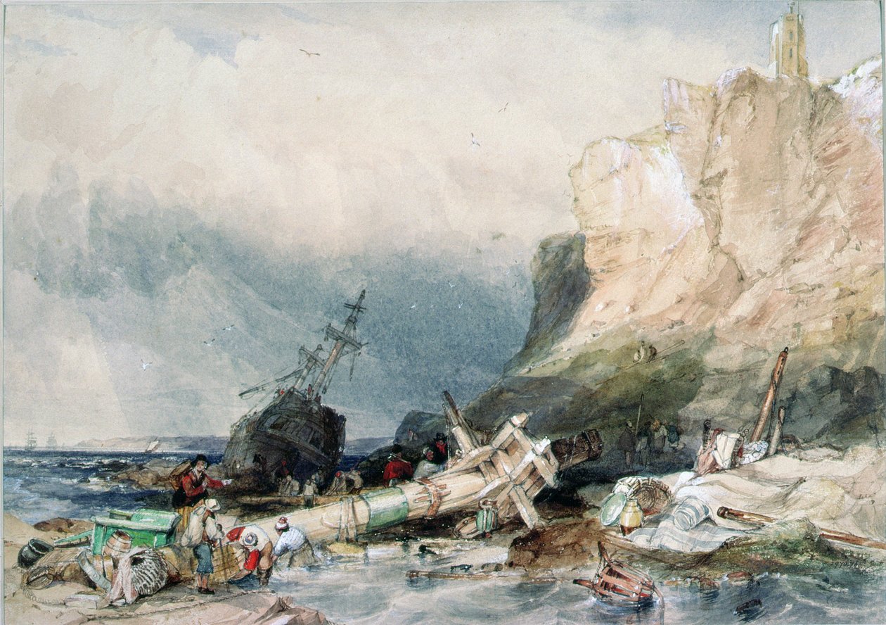 Tynemouth Castle, Tyne and Wear, med vrak av George Balmer
