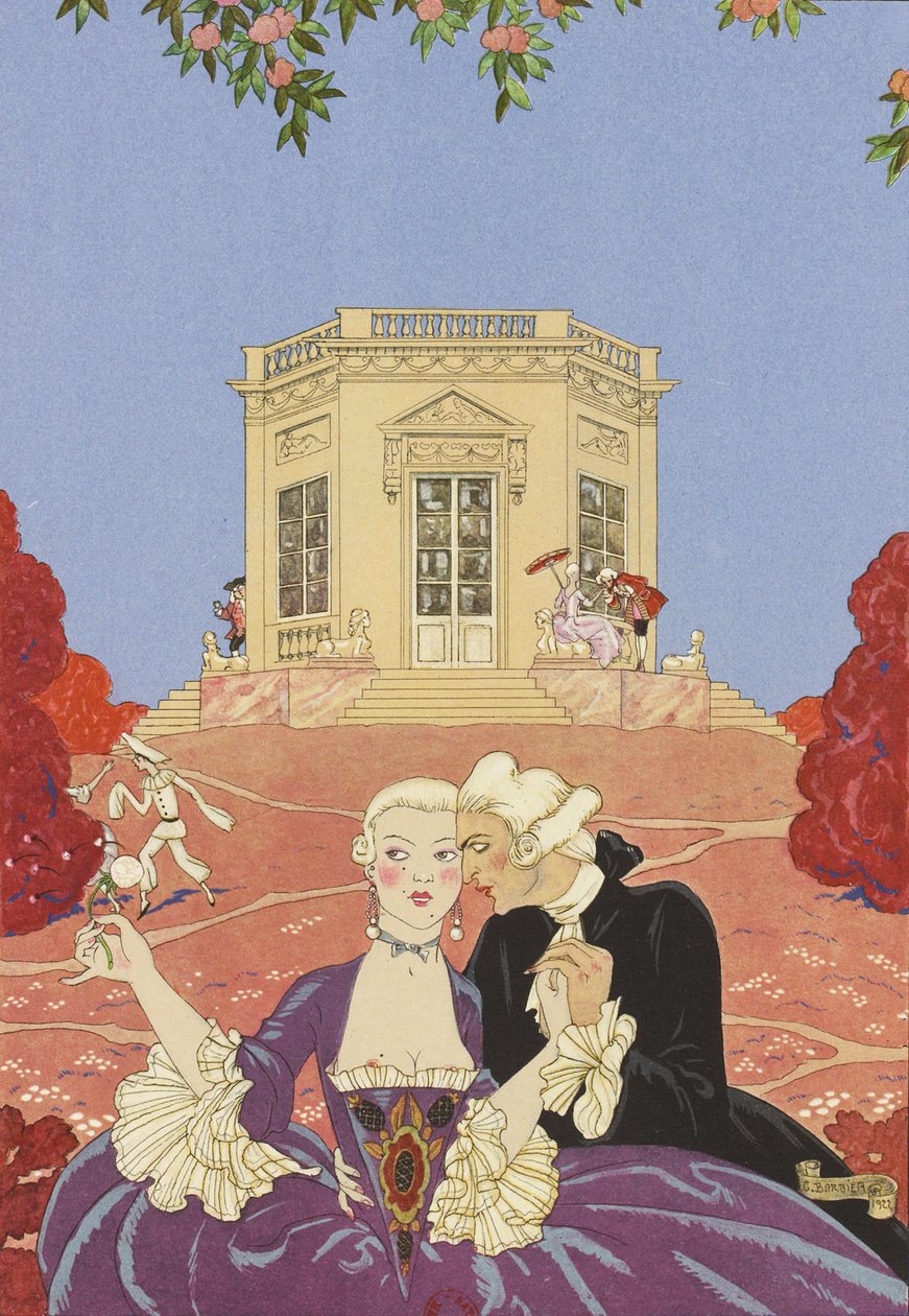 Illustrasjon for Fêtes galantes av Paul Verlaine, 1928. av George Barbier