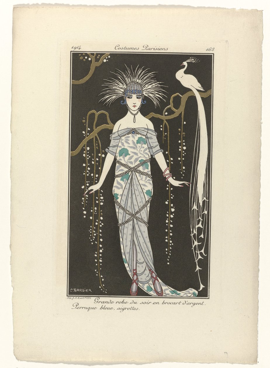 Journal des Dames et des Modes, Costumes Parisiens, 1914, nr. 168: Stor aftenkjole (...) av George Barbier