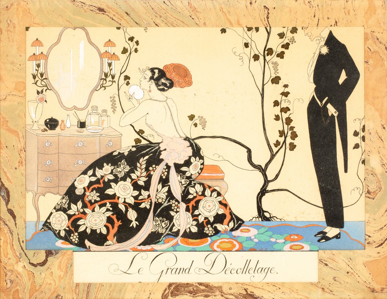 Le Grand Décolletage, fra Le Bonheur du Jour eller, Les Graces à la Mode, 1924. av George Barbier