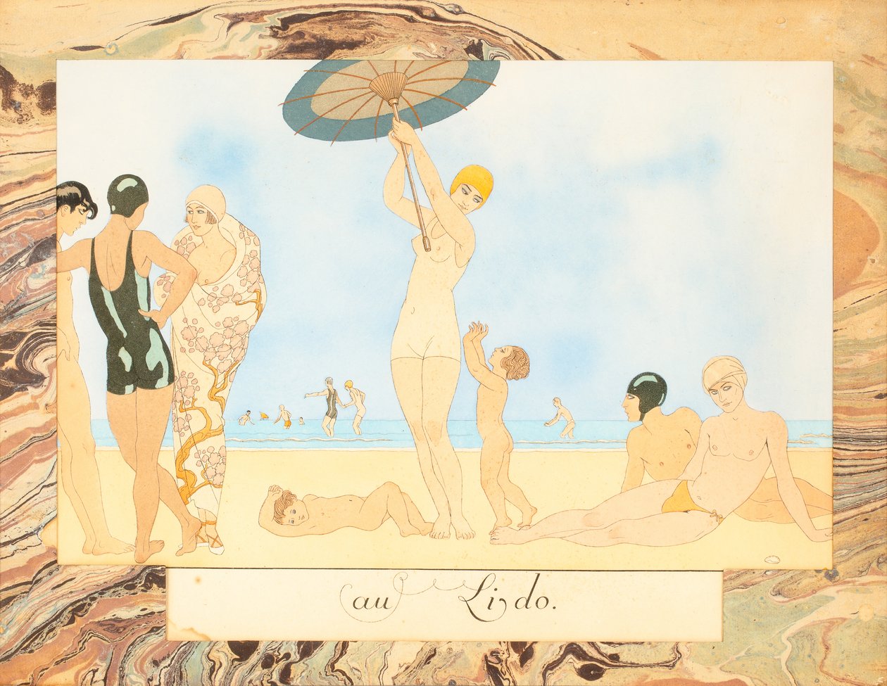 På Lido, fra Le Bonheur du Jour eller, Les Graces à la Mode, 1924. av George Barbier