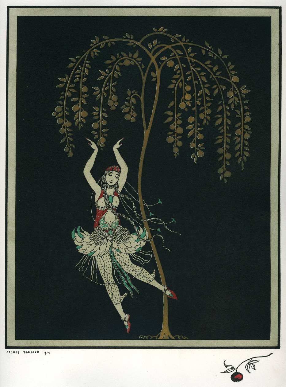 Tamara Karsavina i balletten Ildfuglen av I. Stravinsky av George Barbier