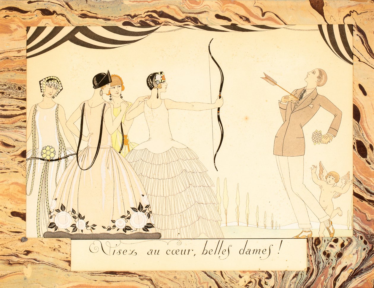 Sikt mot hjertet, vakre damer! Fra Le Bonheur du Jour eller, Les Graces à la Mode, 1924. av George Barbier