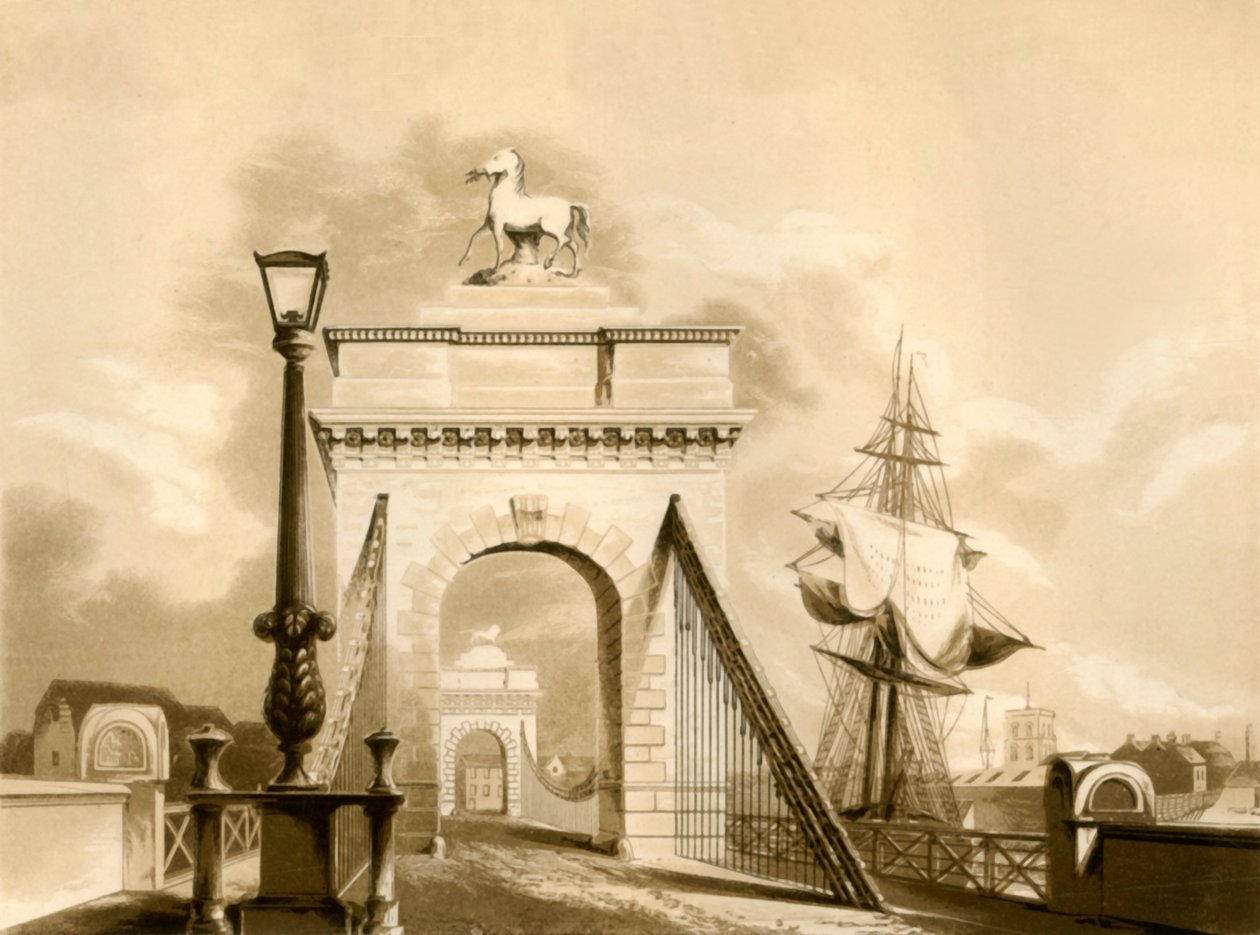 Norfolk Bridge, New Shoreham, 1835. av George Baxter