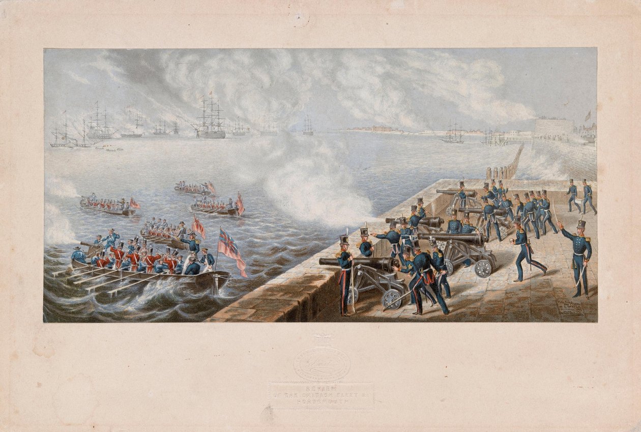 Inspeksjon av den britiske flåten osv., Portsmouth av George Baxter
