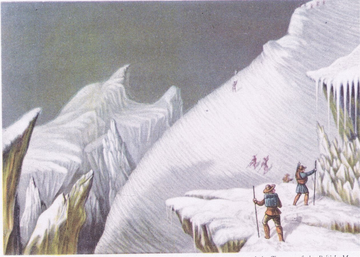 Etapper i bestigningen av Mont Blanc, fra British Adventure utgitt av Collins, 1947 av George Baxter