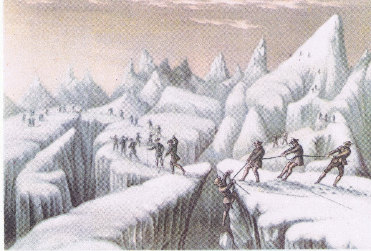 Etapper i bestigningen av Mont Blanc, fra British Adventure utgitt av Collins, 1947 av George Baxter