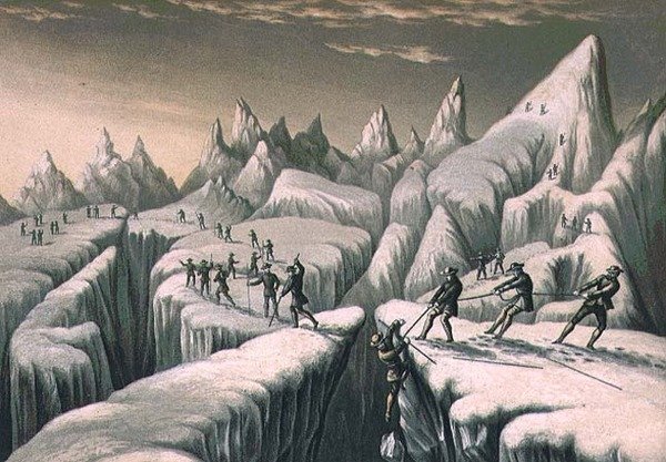 The Glacier du Tacconnay (trykk) av George Baxter
