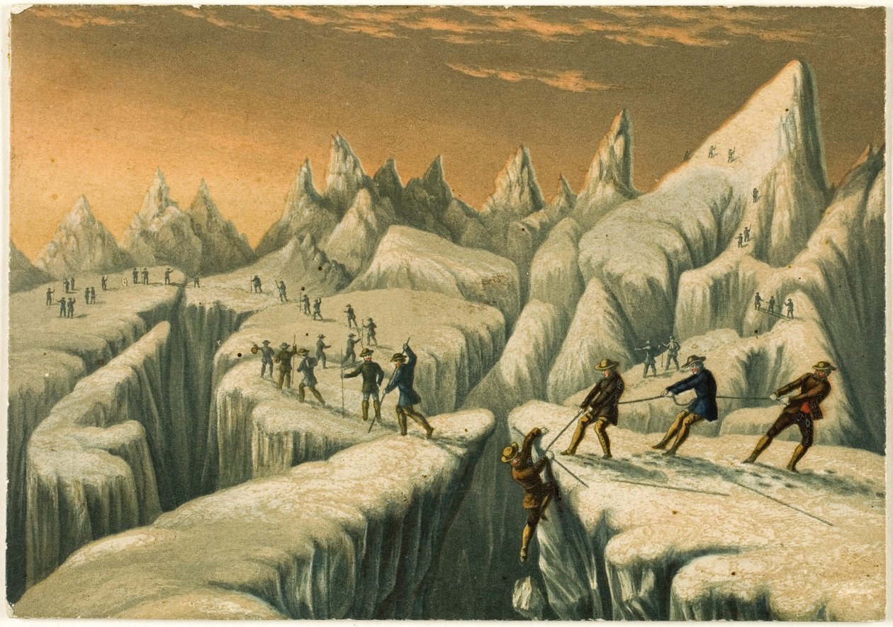 Glacier du Tacconnay, fra Bestigningen av Mont Blanc av George Baxter