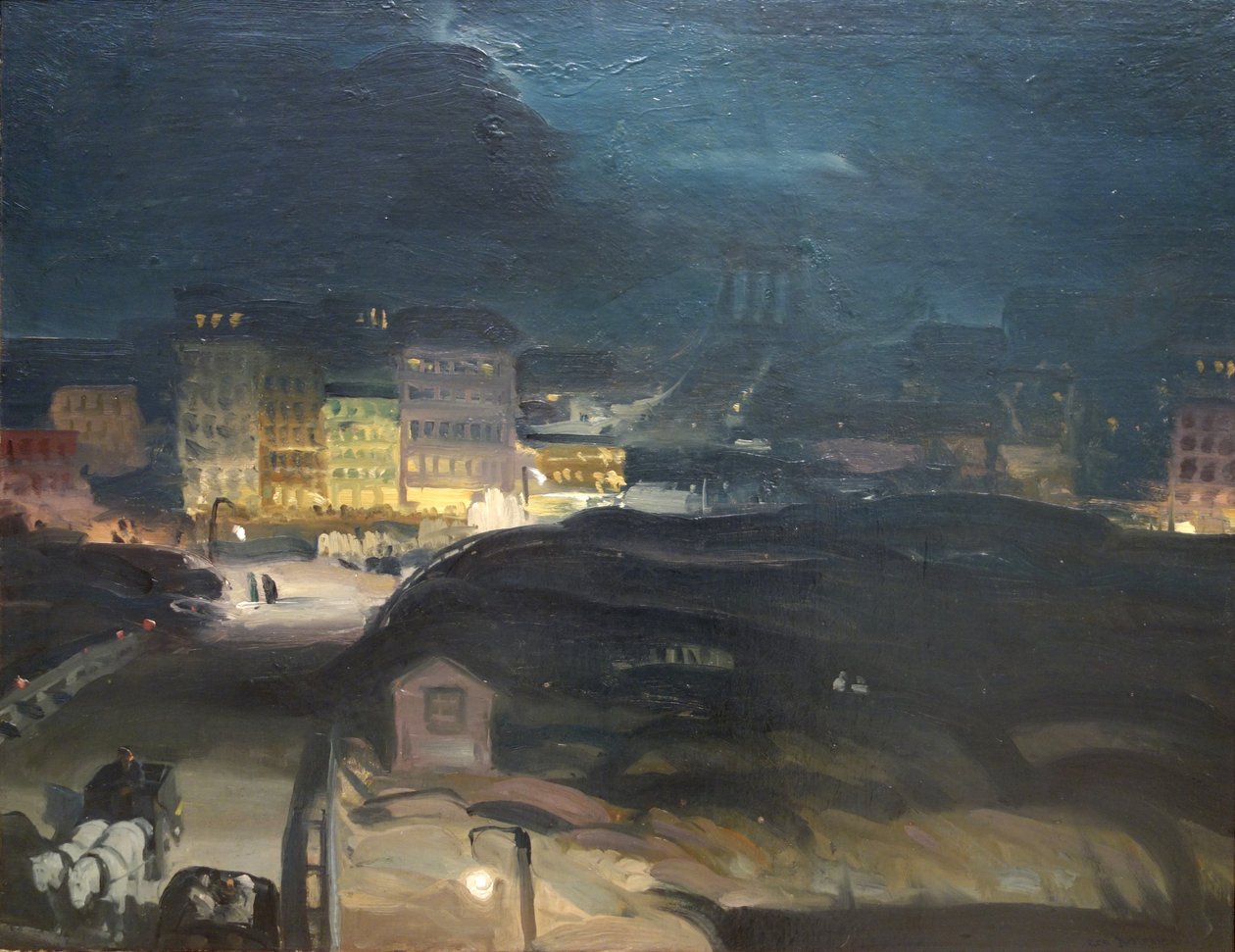 Tilnærming til broen om natten av George Bellows