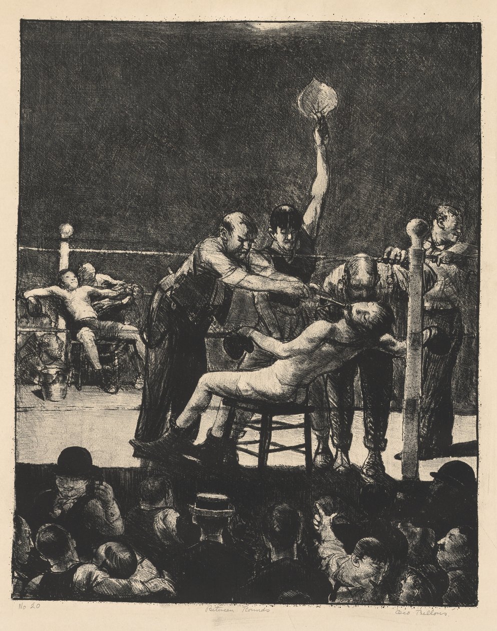 Mellom rundene, liten, andre stein av George Bellows