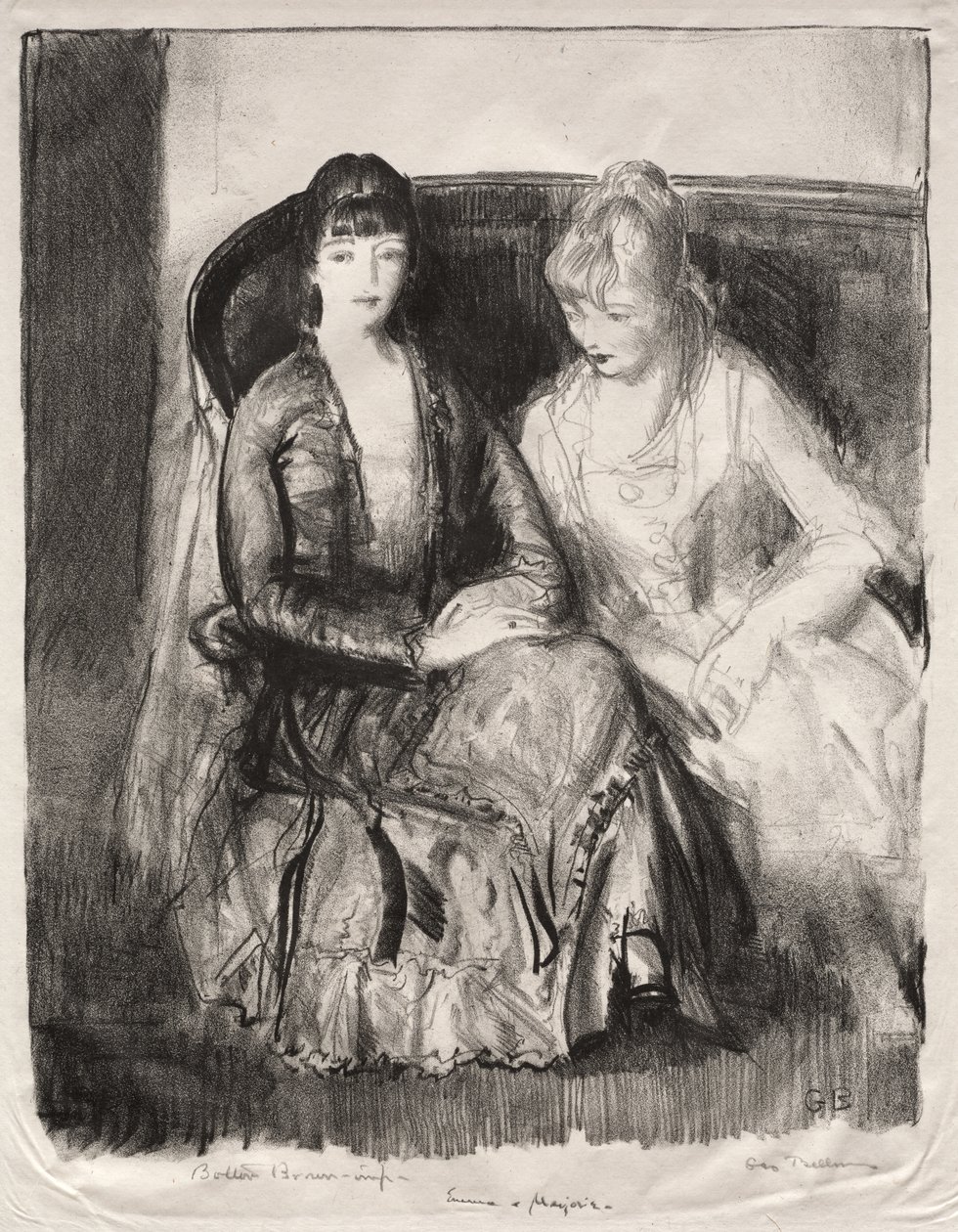 Emma og Marjorie på en sofa av George Bellows