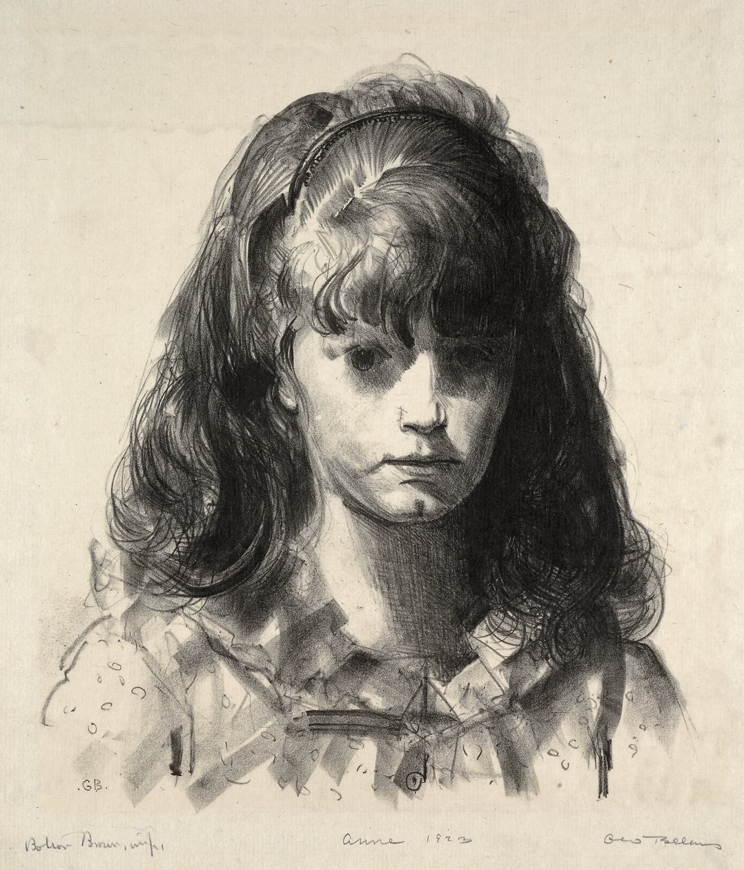 Hodestudie av Anne av George Bellows