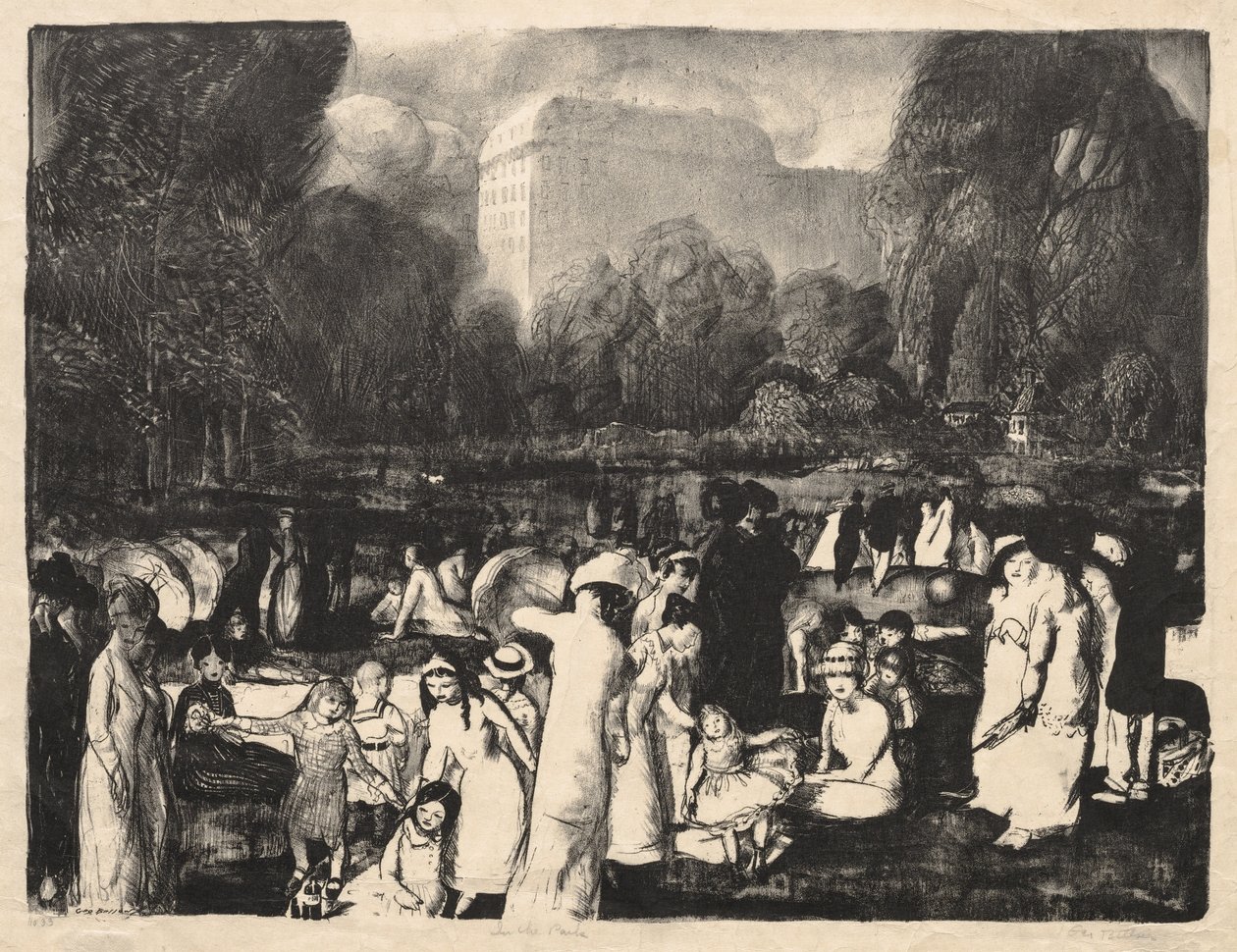 I parken, lys av George Bellows