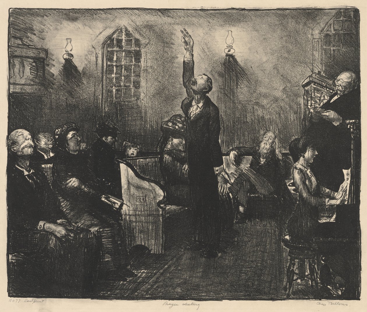 Bønnemøte, «First Stone» av George Bellows