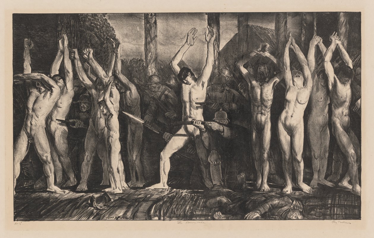 Barrikaden, den første steinen av George Bellows