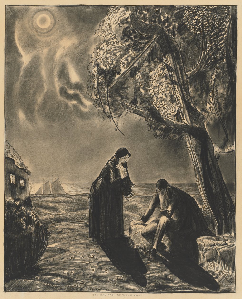 Hagen og den unge mannen av George Bellows