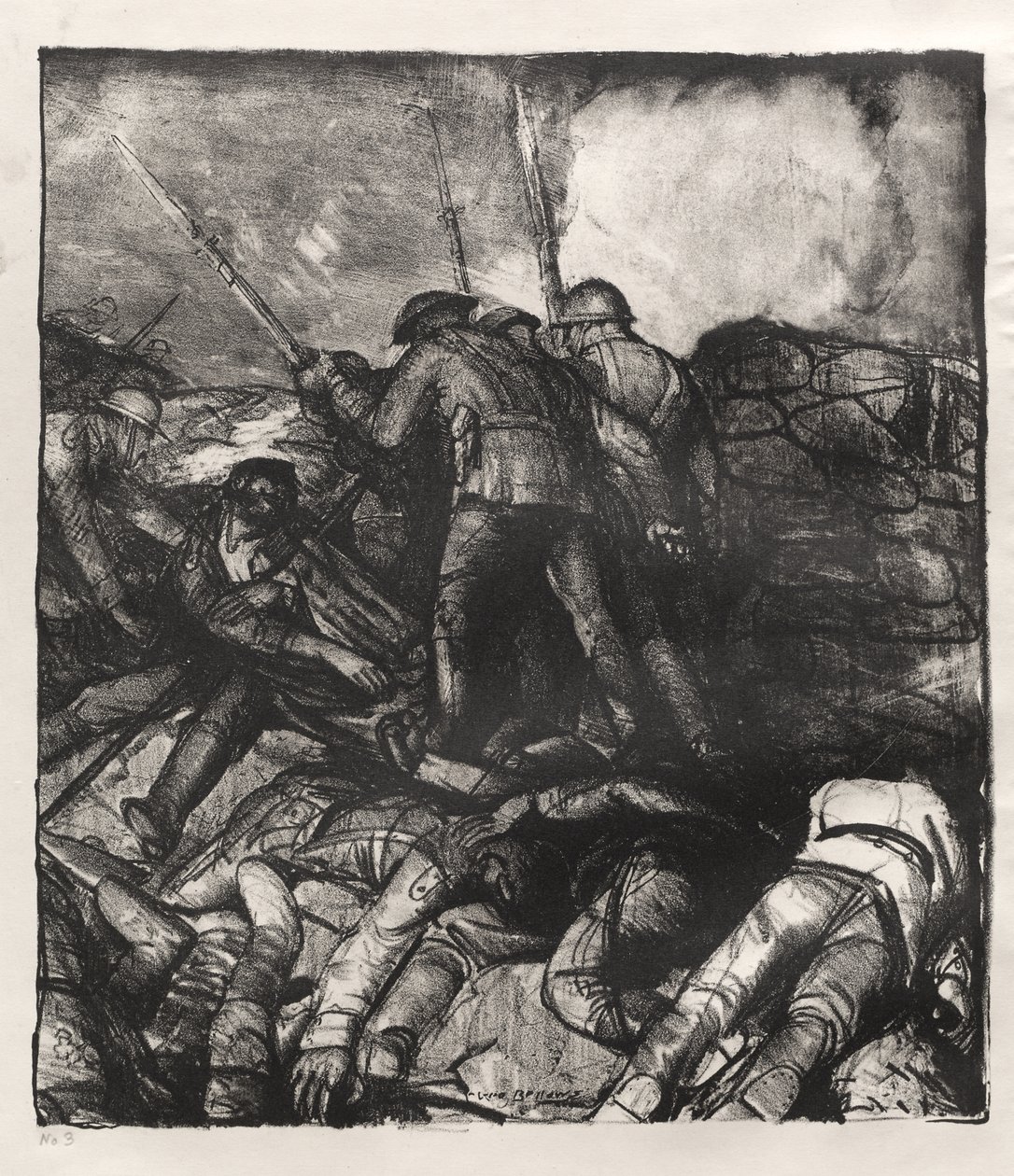 Krigsserie: Angrepet, høyre detalj, første tilstand av George Bellows